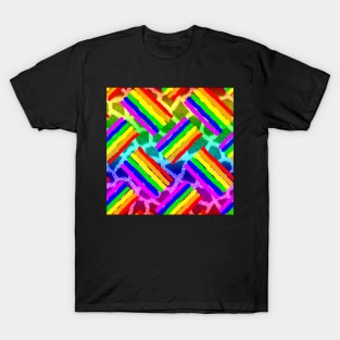 Rainbow Leapord & Rainbow Rought Stripes Thatched T-Shirt